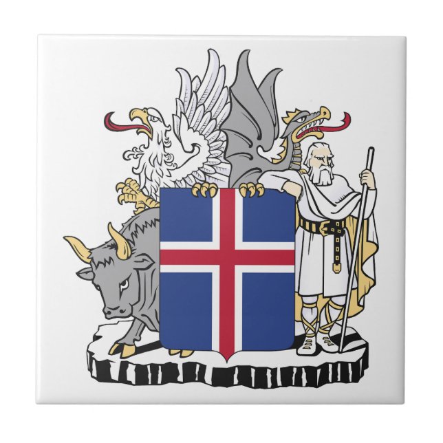 Iceland country coat arms symbol emblem flag tile (Front)