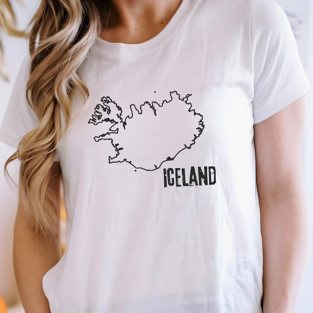 Iceland Country Map Icelandic National Border Line T-Shirt (Creator Uploaded)