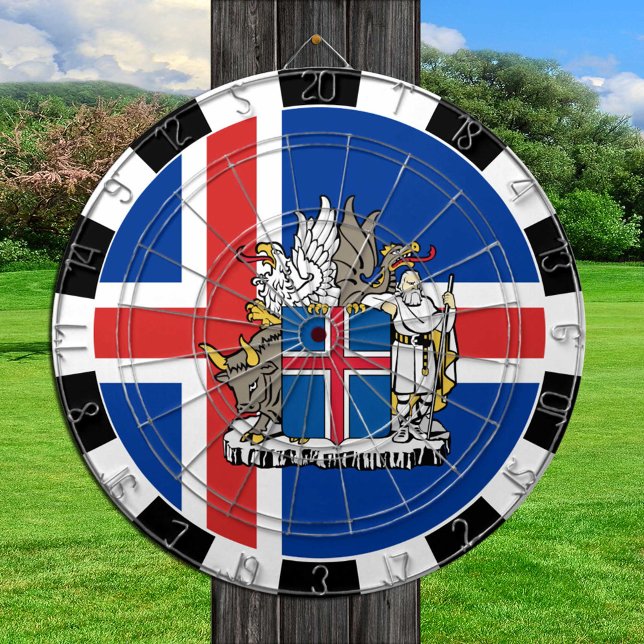 Iceland Dartboard, game board, Icelandic Flag Dartboard (Creator Uploaded)