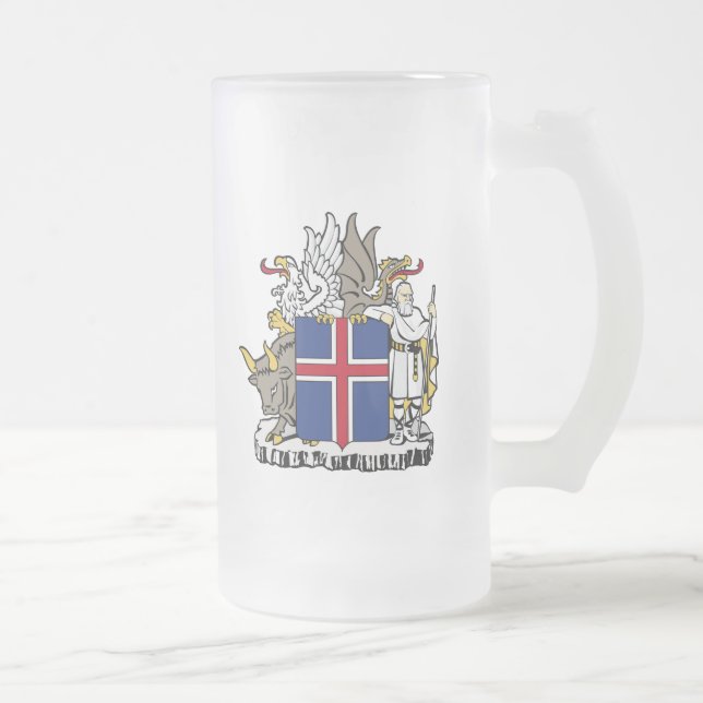 iceland emblem frosted glass beer mug (Right)