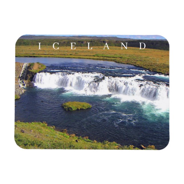 Iceland Faxi Waterfall view fridge magnet (Horizontal)