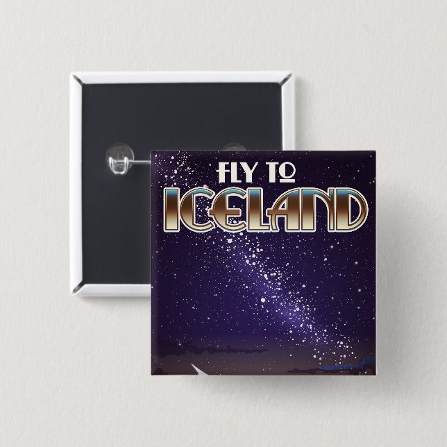 Iceland fight poster 15 cm square badge (Front & Back)