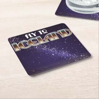 Iceland fight poster square paper coaster
