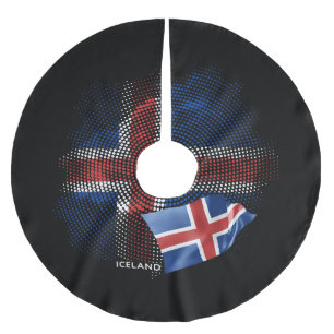 Iceland flag brushed polyester tree skirt