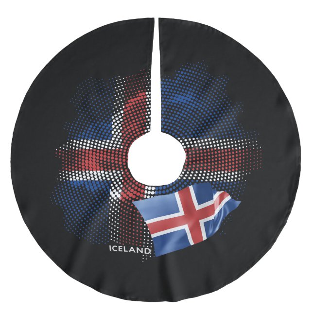 Iceland flag brushed polyester tree skirt (Front)