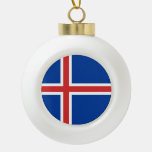 Iceland Flag Ceramic Ball Christmas Ornament