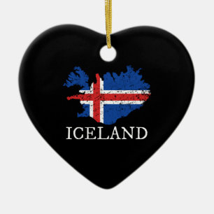Iceland Flag Ceramic Tree Decoration