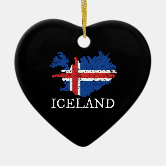 Iceland Flag Ceramic Tree Decoration (Front)