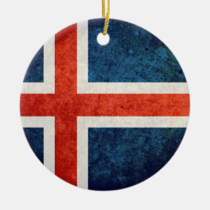 Iceland Flag Ceramic Tree Decoration