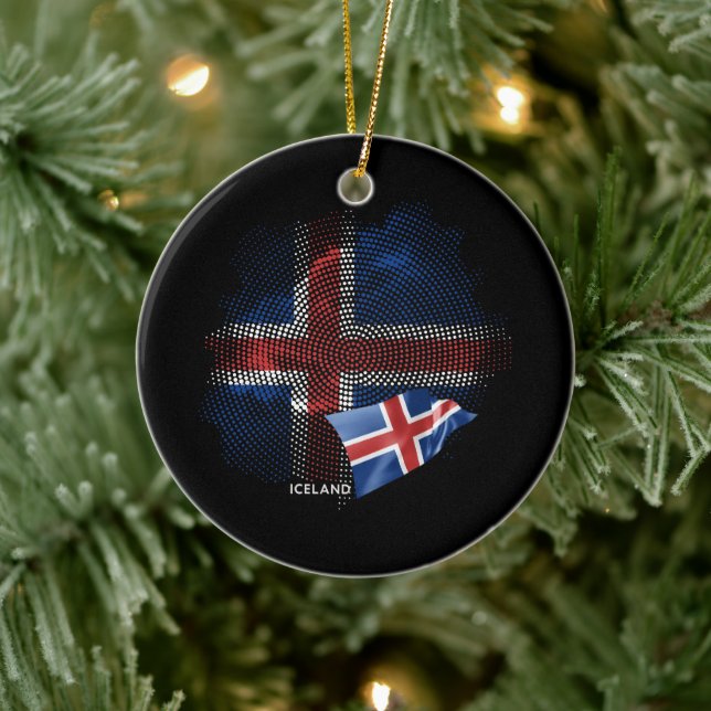 Iceland flag ceramic tree decoration (Tree)