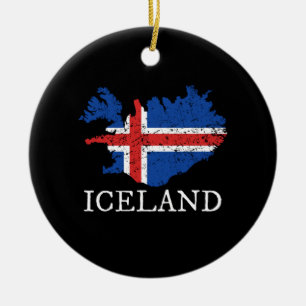 Iceland Flag Ceramic Tree Decoration