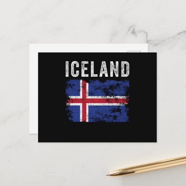 Iceland Flag Distressed - Icelandic Flag Postcard (Front/Back In Situ)