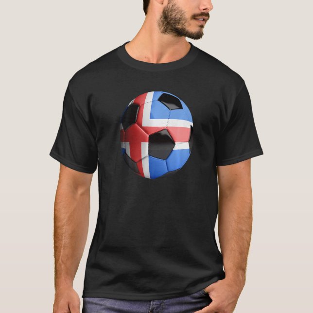 Iceland Flag Football Soccer Ball T-Shirt (Front)