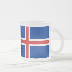 Iceland flag frosted glass coffee mug