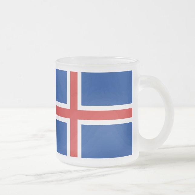 Iceland flag frosted glass coffee mug (Right)