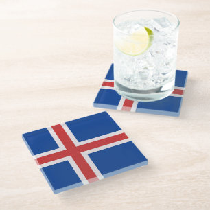 Iceland flag glass coaster
