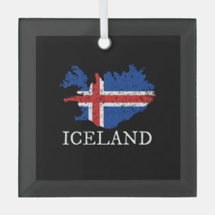 Iceland Flag  Glass Tree Decoration