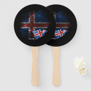 Iceland flag hand fan