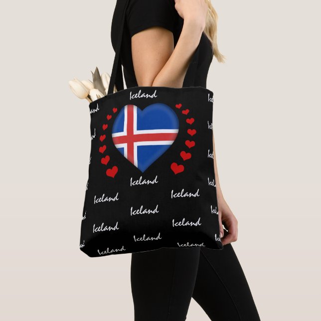 Iceland Flag & Heart Icelandic Flag fashion /sport Tote Bag (Close Up)