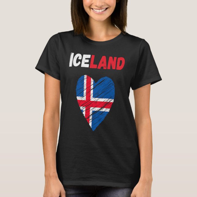 Iceland Flag Holiday Iceland Heart Icelander Flag T-Shirt (Front)