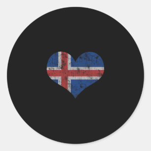 Iceland Flag Icelander Love Heart Home Vacation Fa Classic Round Sticker