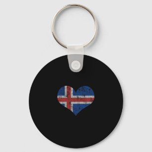 Iceland Flag Icelander Love Heart Home Vacation Fa Key Ring