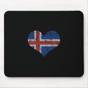 Iceland Flag Icelander Love Heart Home Vacation Fa Mouse Mat