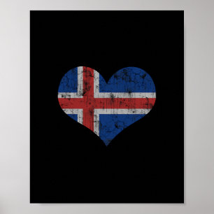 Iceland Flag Icelander Love Heart Home Vacation Fa Poster