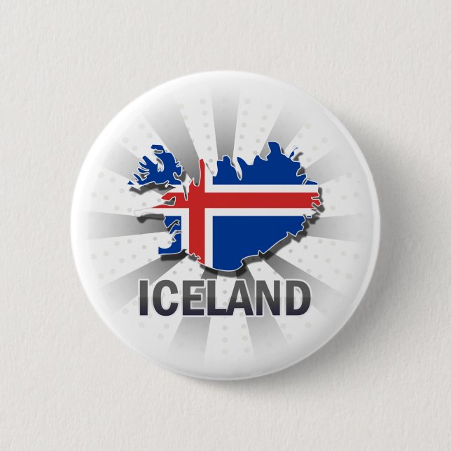 Iceland Flag Map 2.0 6 Cm Round Badge (Front)