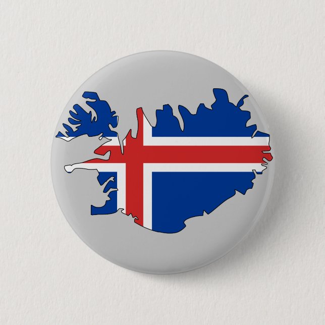 Iceland flag map 6 cm round badge (Front)