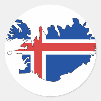 Iceland flag map classic round sticker