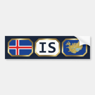 Iceland Flag Map Code Bumper Sticker