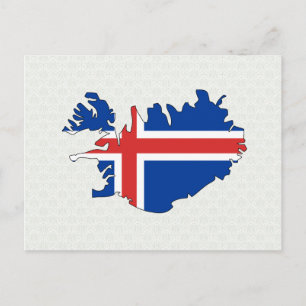 Iceland Flag Map full size Postcard