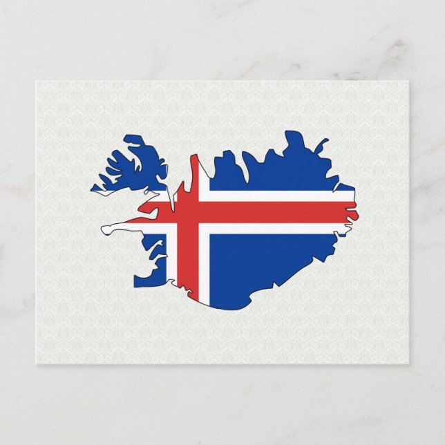 Iceland Flag Map full size Postcard (Front)