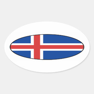 Iceland Flag Oval Sticker