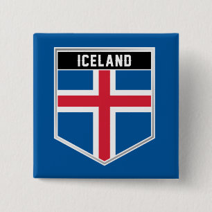 Iceland Flag Shield 15 Cm Square Badge