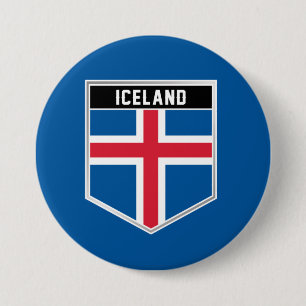 Iceland Flag Shield 7.5 Cm Round Badge