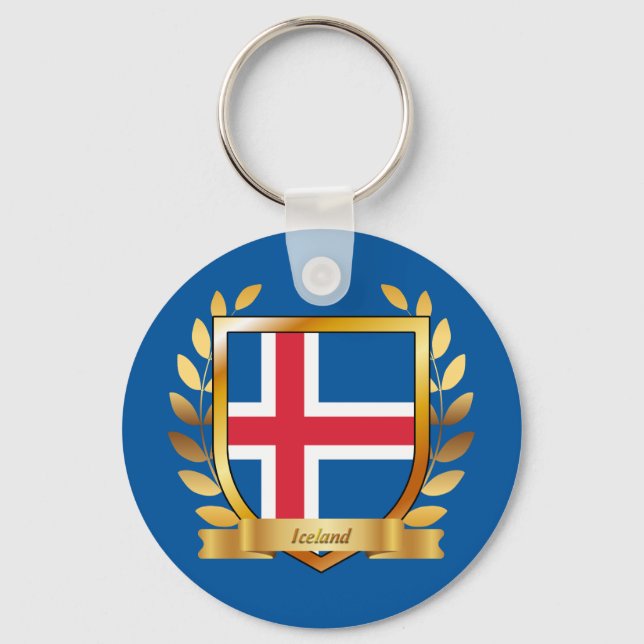 Iceland Flag Shield Key Ring (Front)