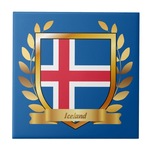 Iceland Flag Shield Tile (Front)