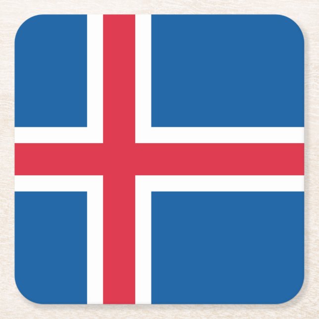 Iceland Flag Square Paper Coaster (Front)