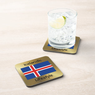 Iceland Flag+Text Coaster