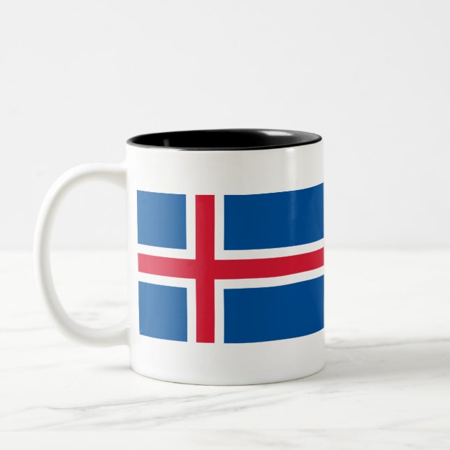 Iceland Flag Two-Tone Coffee Mug (Left)