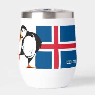Iceland Flag with a Puffin