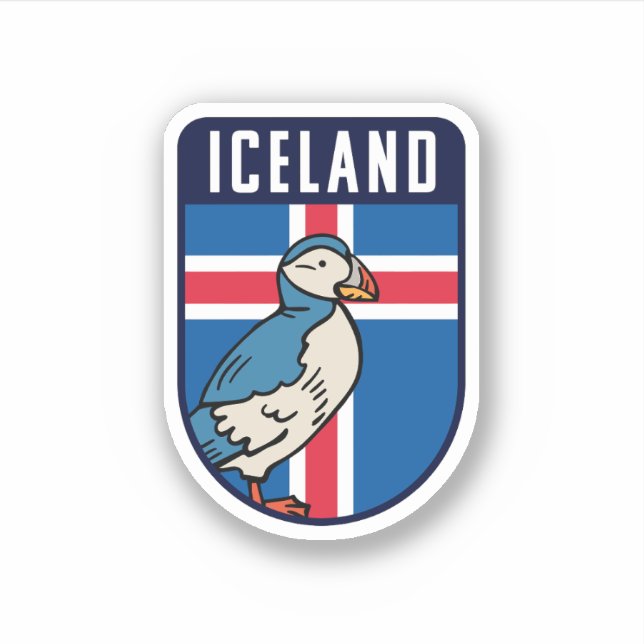 Iceland Flag with Puffin - Iceland Travel (Front)