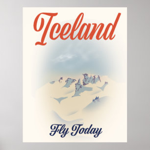 Iceland "Fly Today" vintage travel poster