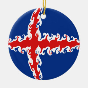 Iceland Gnarly Flag Ceramic Tree Decoration