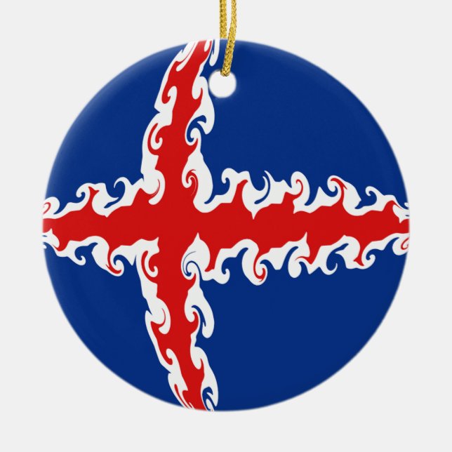 Iceland Gnarly Flag Ceramic Tree Decoration (Front)