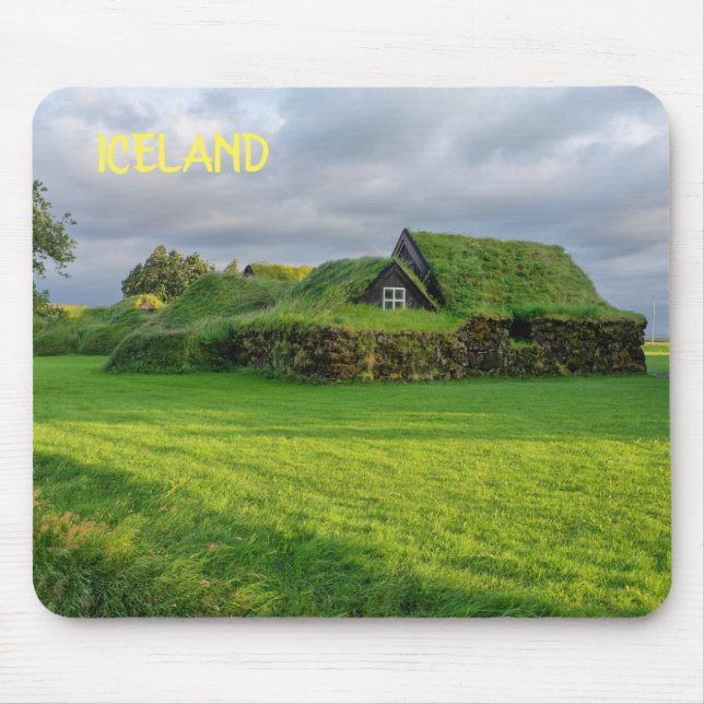 Iceland - Green House Mouse Mat (Front)