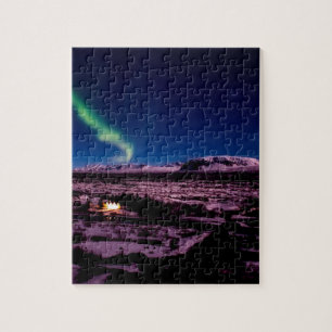 Iceland green northern lights sky jigsaw puzzle