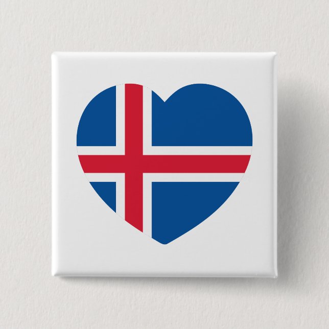 Iceland Heart Flag 15 Cm Square Badge (Front)